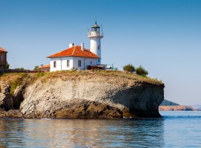 White lighthouse tower on St. Anastasia Island