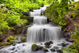 Cascade waterfall in Planten un Blomen park in Hamburg