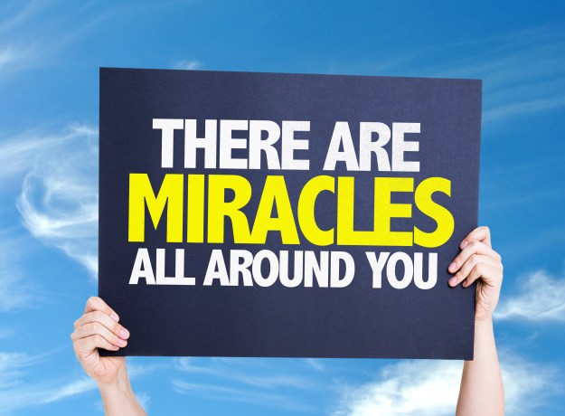 There Are Miracles All Around You card with sky background