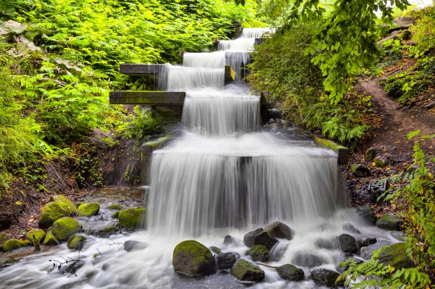 Cascade waterfall in Planten un Blomen park in Hamburg